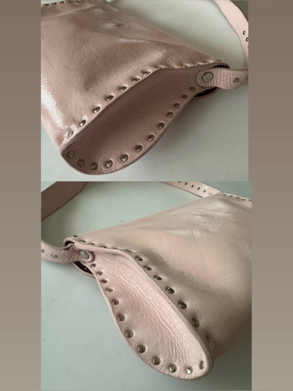 Celine Triomphe Poulbot Vintage Italy Designer Shoulder Bag Pink Studded - Picture 10 of 16